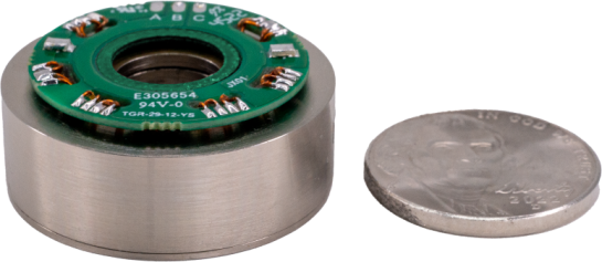 ThinGap's TGR 29-12 Motor Kit with a US Nickel (21 mm) for scale